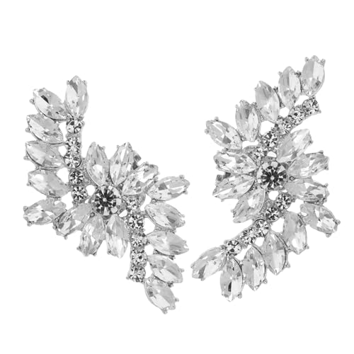 Ipetboom Abnehmbare Strass Schuhclips für Damen Weißer Glitzer Schuhschmuck Blüten design Hochzeitsschmuck Accessoires für High Heels und Besondere Anlässe von Ipetboom