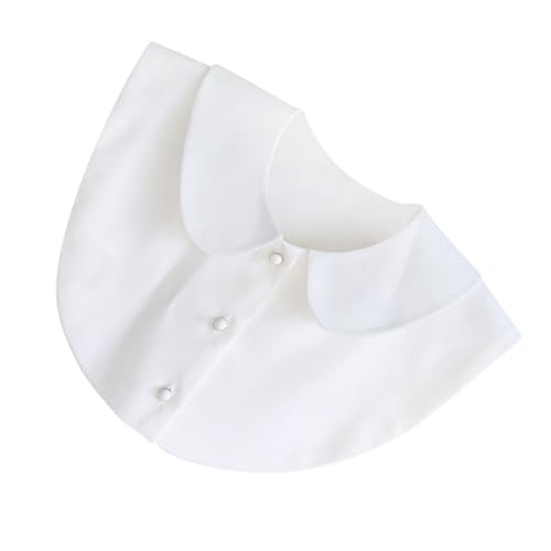 Ipetboom Abnehmbarer Damen Fake Kragen Halbshirt Blusenkragen aus Baumwollmischung Weiß Einfarbig Farbe Modischer Rundhalsausschnitt Kragen Einsatz für Blusen Kleider und Pullover von Ipetboom
