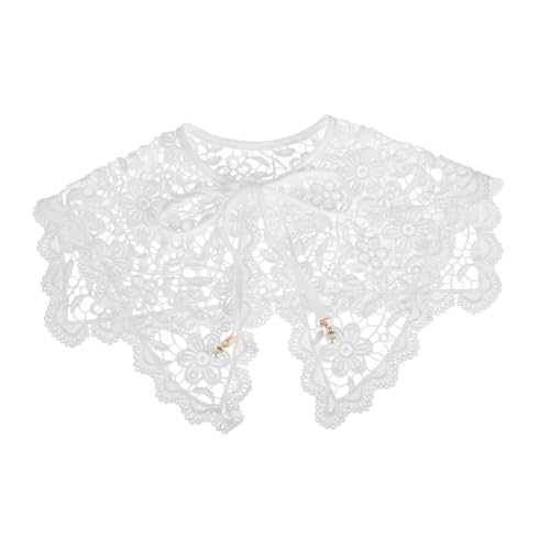 Ipetboom Abnehmbarer Spitzenkragen mit Floralem Muster Eleganter Spitzenkragen für Damen Vielseitiges Spitzen Schultertuch Geeignet für Kleider Blusen und Pullover bei Abendveranstaltungen von Ipetboom