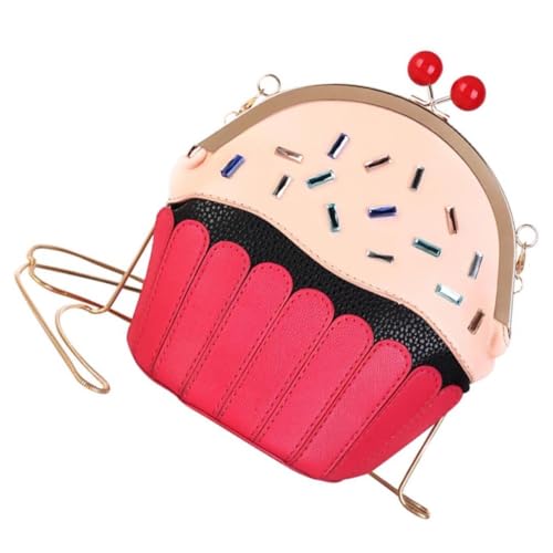 Ipetboom All Match Mädchen Schultertasche Eiscreme Design Rotes Crossbody Bag für Dating Camping Alltag mit Sicherem Verschluss und Vielseitiger Nutzung von Ipetboom