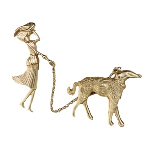 Ipetboom Alloy Brosche Frau Frau mit Hund Design Modischer Ansteckpin für Kleidung Pullover Jacke Schal Vielseitiges Accessoire für Damen und Mädchen von Ipetboom