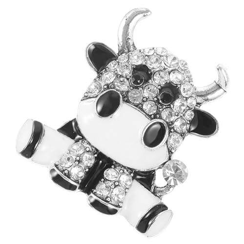 Ipetboom Alloy Kuh Brosche mit Strasssteinen Damen Brustnadel Eleganter Kuh Design Anstecker für Party Alltag und Festliche Kleidung Modisches Schmuckaccessoire von Ipetboom