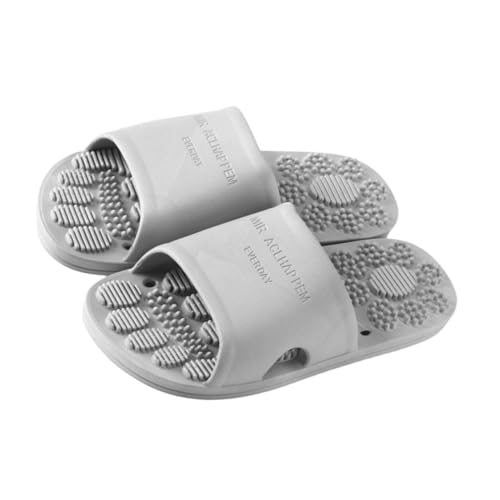 Ipetboom Anti rutsch Massage Hausschuhe für Damen und Herren Fußreflexzonen Pantoffeln mit Fußmassage Wirkung Bequemes Modisches Design für Zuhause und Dorm Graue Wellness Slipper von Ipetboom