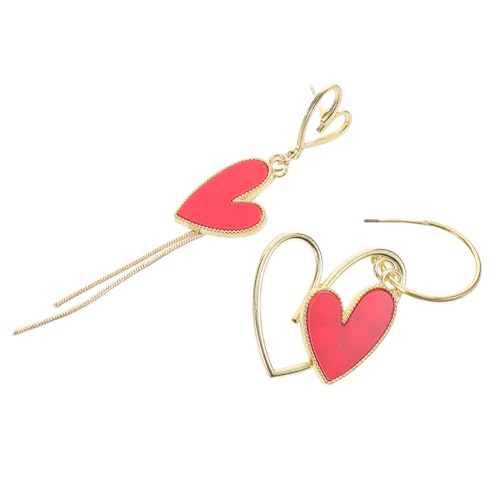 Ipetboom Asymmetrische Herz Quasten Ohrringe Damen Leichtes Design Modischer Schmuck Süße Ohrhänger Party Mädchen Accessoire von Ipetboom