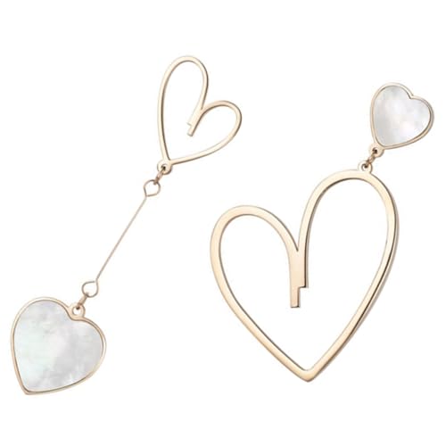 Ipetboom Asymmetrische Love Heart Ohrstecker Damen Herz Dangle Ohrringe Titanstil Eleganter Schmuck für Frauen und Mädchen von Ipetboom