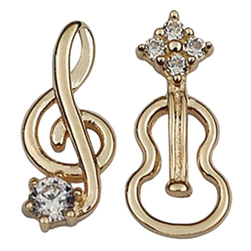 Ipetboom Asymmetrische Musik Ohrstecker Damen Kleine Violine und Noten Minimalistische Alloy Ohrringe Stilvolle Geschenkidee für Geburtstag Party Alltag Musikliebhaber von Ipetboom