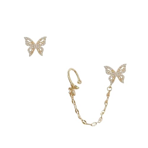 Ipetboom Asymmetrische Ohrstecker Damen Ohrschmuck mit Silberstift Strass Schmetterling Ohrclips Ohrdekoration für Frauen von Ipetboom