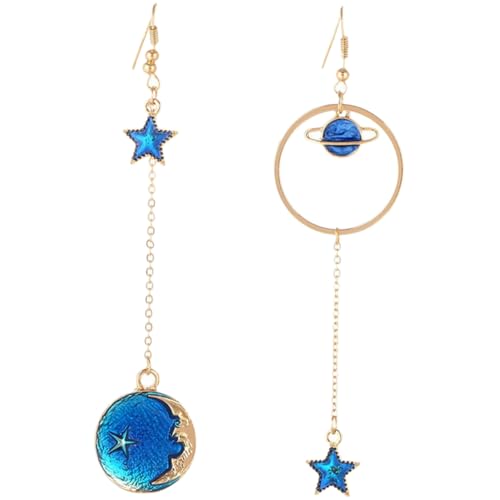 Ipetboom Asymmetrische Stern mond Ohrringe für Damen Langlebige Legierung Modische Dangle Anhänger Eleganter Schmuck für Alltag und Besondere Anlässe von Ipetboom