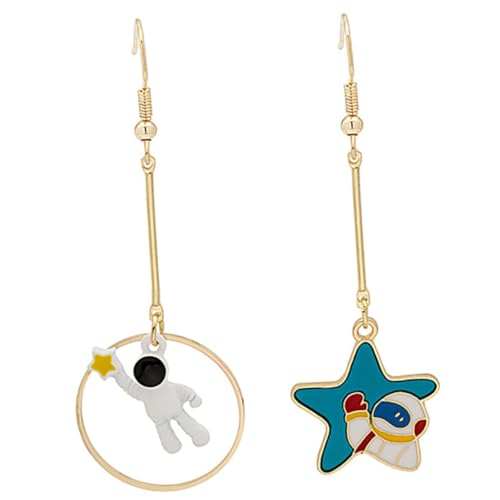 Ipetboom Asymmetrische Stern und Astronaut Ohrringe Hängende Drop Ohrringe für Damen Leichter Schmuck Minimalistisches Design Elegantes für Freundinnen von Ipetboom