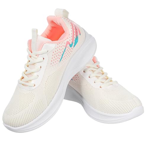 Ipetboom Atmungsaktive Damen Sneaker mit Rutschfester Sohle Leichte Sportschuhe für Fitness Tennis und Outdoor Modische Mesh Laufschuhe in Weiß von Ipetboom