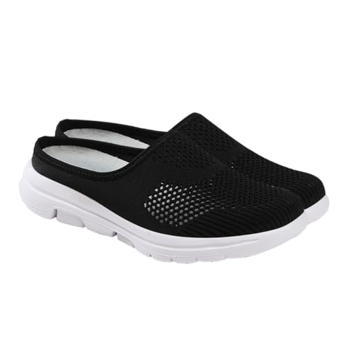 Ipetboom Atmungsaktive Mesh Half Slippers Damen Hausschuhe Sommer Leichte Rutschfeste Pantoffeln mit Weichem Fußbett und Stabilem Fersenhalt für Reisen und Alltag von Ipetboom