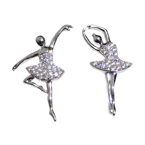 Ipetboom Ballerina Ohrstecker Damen Silber Tanz Schmuck Leicht Elegant Statement Ohrringe Mädchen Geschenk für Party Hochzeit Abschlussfest von Ipetboom