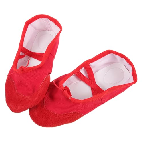 Ipetboom Ballettschuhe PU Softsohle mit Elastischem Band rutschfeste Tanzschläppchen für Yoga Ballett Jazzballroom Erwachsene Rot von Ipetboom