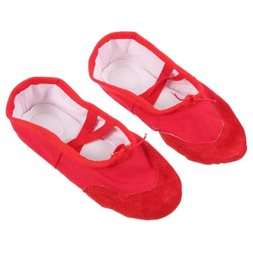 Ipetboom Ballettschuhe mit Elastischem Band rutschfeste Tanzschuhe für Erwachsene Rot Weichsohlig Geeignet für Yoga Ballett und Moderne Tänze von Ipetboom