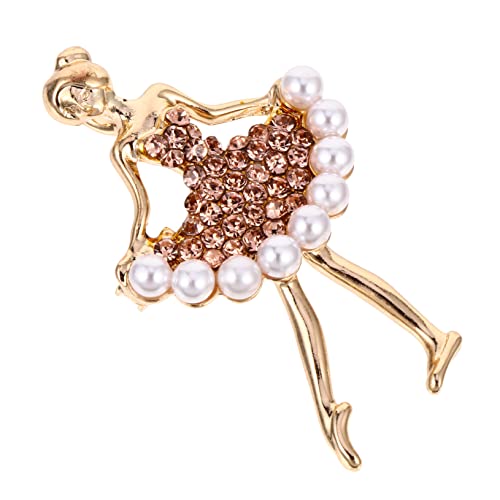 Ipetboom Balletttänzerin Brosche mit Strasssteinen Zinklegierung Modisches Accessoire für Kleidung Schals und Hüte Verleiht Outfit und Persönlichkeit Geeignet für Partys Zufällige Farbe von Ipetboom