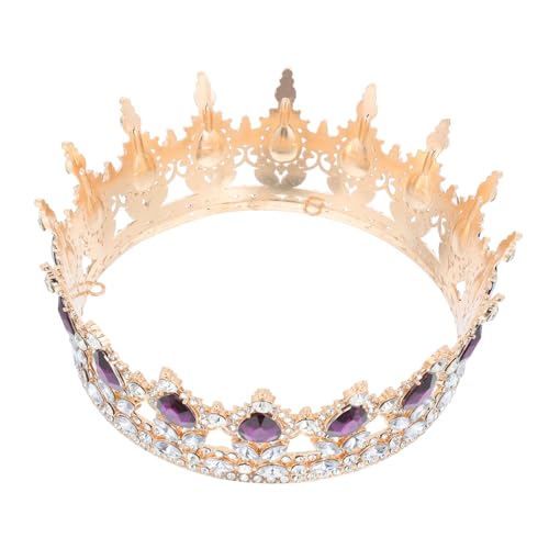 Ipetboom Barock Krone Damen mit Tropfenförmigen Strasssteinen Leichtes Hochzeit Tiara für Braut und Abschlussball Komfortabler Haarschmuck Gold und Tiefviolett Kopfbedeckung für Halloween von Ipetboom
