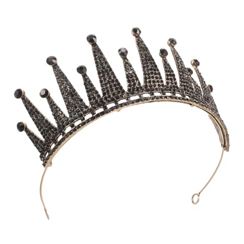 Ipetboom Barocke Schwarze Tiara Krone mit Funkelnden Strasssteinen Legierter Haarschmuck für Braut Hochzeit Ball Festzug Accessoire für Besondere Anlässe von Ipetboom