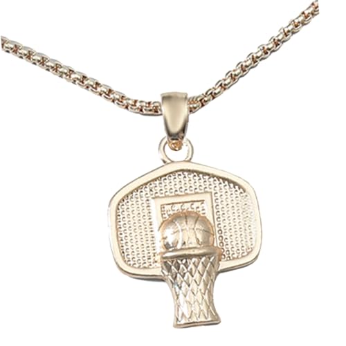 Ipetboom Basketballanhänger Halskette Jungen Basketballkorb Design Modisch Sportlich Gelb Basketballkette für Männer Geschenk Geburtstag Stilvoll Sommerlich von Ipetboom