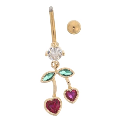 Ipetboom Bauchnabelpiercing Herz Kirsche Design Langlebig Hautfreundlich Modisch Damen Bauchnabel Schmuck Süß Komfortabel von Ipetboom