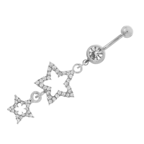 Ipetboom Bauchnabelpiercing Mit Sternanhänger Aus Silber Baumelnder Ring Mit Strasssteinen Für Frauen Körperschmuck Für Bauchnabel von Ipetboom