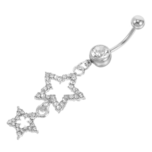 Ipetboom Bauchnabelpiercing mit Funkelndem Sternanhänger Silberner Nabelring mit Zirkonia Modischer Körperschmuck für Damen und Mädchen Hautfreundlich und Vielseitig für Jeden Anlass von Ipetboom