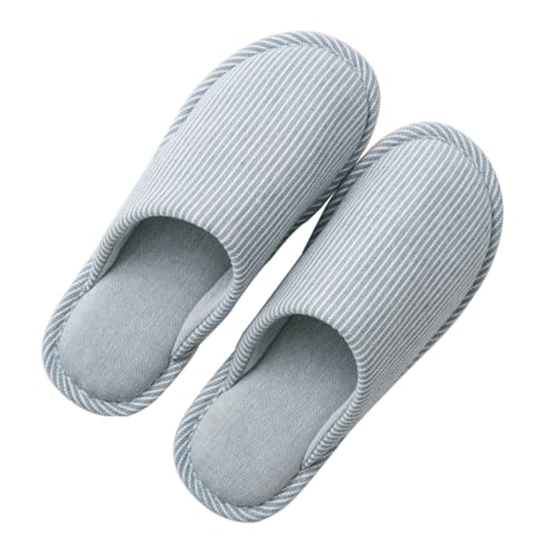 Ipetboom Baumwoll Leinen Hausschuhe Damen Herren Rutschfeste Indoor Pantoffeln mit Gestreiftem Design Atmungsaktiv Langlebig Waschbar Geeignet für Herbst Winter für Fußgröße von Ipetboom