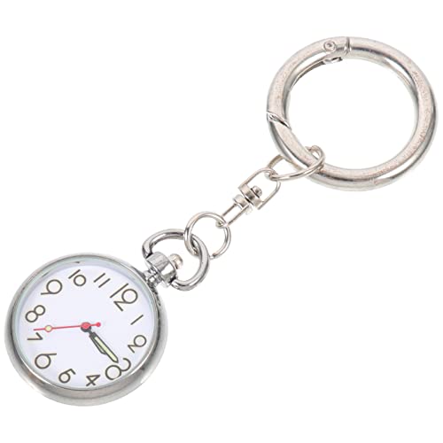 Ipetboom Beobachten Sie Keychain Tragbare Schlüsselanhänger-Uhr Schwesternuhr Aus Silikon Krankenschwester-Armbanduhr Zum Anklipsen Krankenschwester Taschenuhr Einfache Uhr Silber Glas von Ipetboom