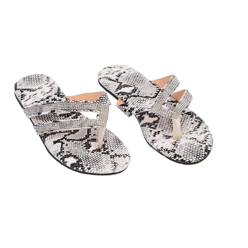 Ipetboom Bequeme Flache Damen Flip flops mit Strasssteinen Römische Sandalen Langlebige Outdoor Hausschuhe Rutschfest Schnell Anzuziehen Geeignet für Sommer und Freizeit von Ipetboom