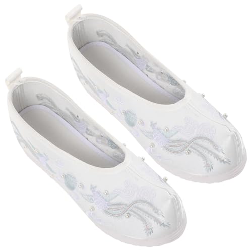 Ipetboom Bestickte Chinesische Brautschuhe für Damen Ethno-Stil Hochzeitsschuhe mit Absatz Vintage Hochzeitskleidung Komfortable Stoffmaterialien für Festliche Anlässe und Tägliches Tragen von Ipetboom