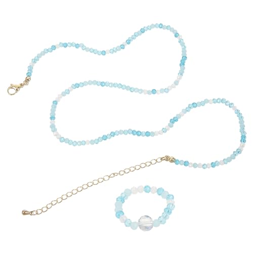 Ipetboom Blaues Perlen Halskette und Fingerring Damen Schmuck Clavicle Chain Leichtes Design für Alltag und Ipetboom Blaues Perlen Halskette und Fingerring Damen Schmuck Clavicle Chain Leichtes Design für Alltag und von Ipetboom