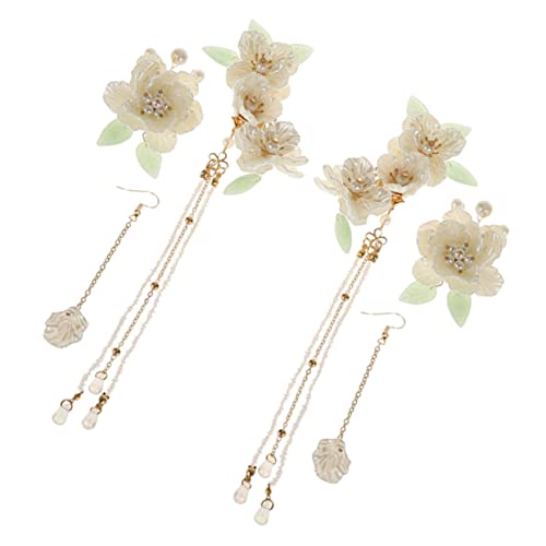 Ipetboom Blume Haarnadel Set Mädchen Ohrringe Haar Barrettes Hochzeit Braut Haar Clips Modische Haar Zubehör Quaste Drop von Ipetboom