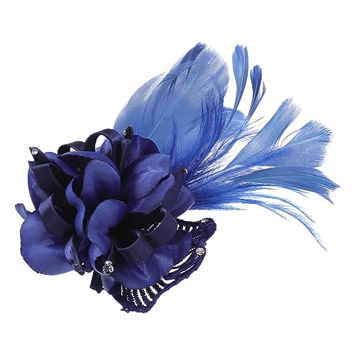 Ipetboom Marineblaue Blumen Haarspange Vintage Fascinator Anstecknadel für Hochzeit Kostüm Dekoration Langlebige Brosche für Damen von Ipetboom