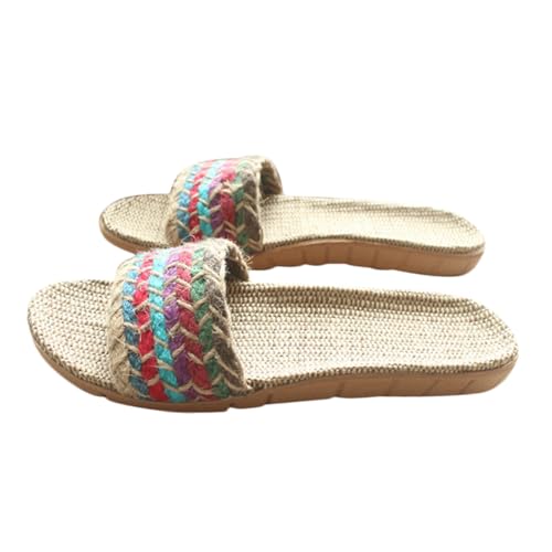Ipetboom Bohemian Style Damen Hausschuhe aus Atmungsaktivem Leinen Rutschfest und Langlebig Indoor Slippers für Frühling und Alltag Modisch und Leicht Ipetboom Bohemian Style Damen Hausschuhe aus Atmungsaktivem Leinen Rutschfest und Langlebig Indoor Slippers für Frühling und Alltag Modisch und Leicht von Ipetboom