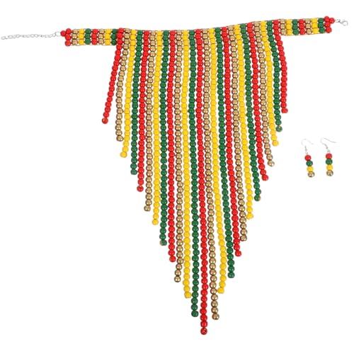 Ipetboom Boho Chunky Holzperlen Halskette Handgefertigt Ethnischer Vintage Schmuck für Damen Auffälliges Statement Accessoire für Festivals Partys und Alltag von Ipetboom