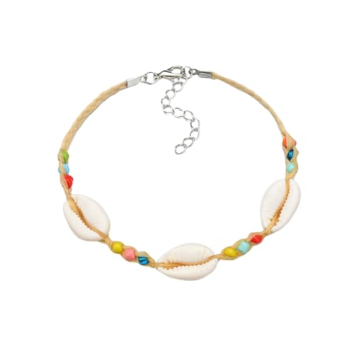 Ipetboom Boho Fußkettchen Damen mit Natürlichen Muscheln Bunte Perlen Armband Modischer Schmuck für Sommer Verstellbare Fußkette im Stil Geeignet für Geburtstag und Feier von Ipetboom