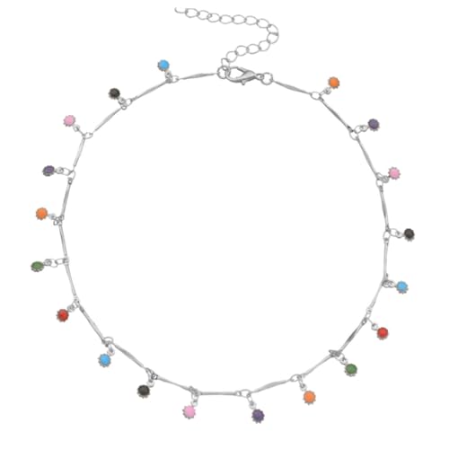 Ipetboom Boho Halskette mit Bunten Farbsteinen Niedliche Einzelschicht kugel Silberfarbene Damenkette Farbenfrohes Party accessoire Vielseitiger Halschmuck für Alltag und Besondere Anlässe von Ipetboom