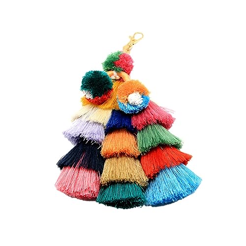 Ipetboom Boho Quasten Schlüsselanhänger Damen Handgefertigt Grün Kreativer Anhänger für Tasche und Schlüsselring Stilvoller Baum und Taschen Schmuck Langlebiges Accessoire für Alltag und von Ipetboom