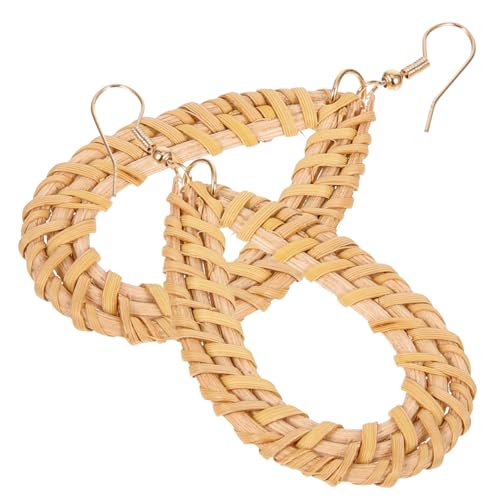 Ipetboom Boho Rattan Ohrringe für Damen Handgefertigte Leichte Beach Ohrringe mit Geometrischem Flechtmuster für Alltag Party und Urlaub von Ipetboom