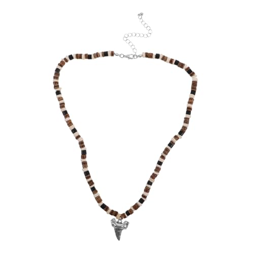 Ipetboom Holzperlenkette Für Herren Mit Perlen Und Muschelakzenten Strand Boho Halskette Surferkette Aus Braunen Perlen Und Weißer Muschel von Ipetboom