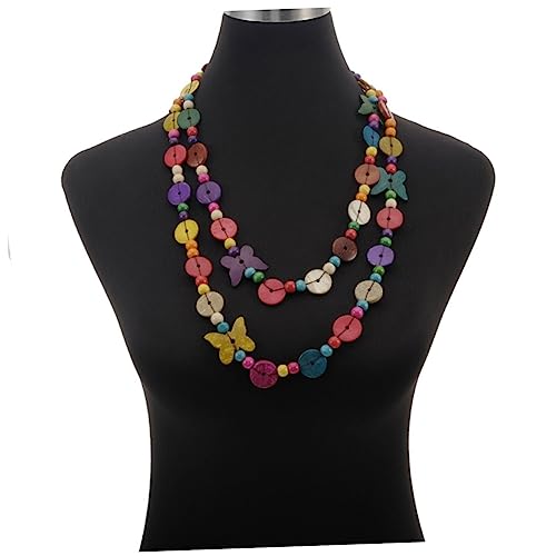 Ipetboom Damen Halskette Mit Webkette Und Kokosnuss Muschel Anhänger Vintage Stil Holzperlen Für Party Urlaub Strand Geburtstag von Ipetboom