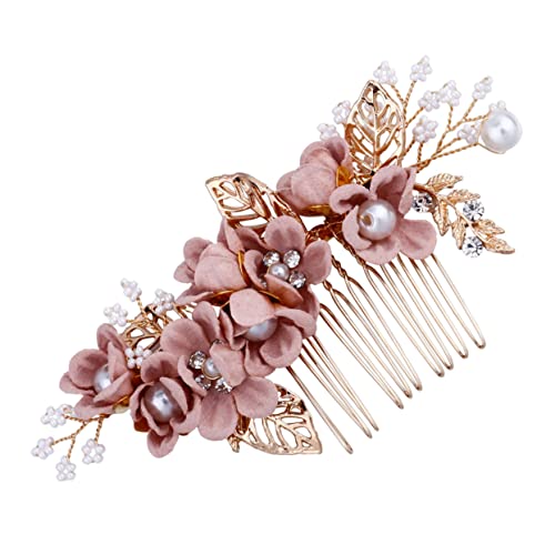 Ipetboom Braut Haarspange Braut Haarschmuck Handgemachte Haarkamm Haarnadel Accessoires Für Mädchen Perlenschmuck Für Frauen Haar Styling Rosa Die Blumen Legierung Einstellen Fräulein von Ipetboom