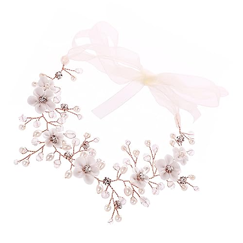 Ipetboom Braut Perlen Haarband hochzeitshaar schmuck wedding hair accessories Braut Kopfschmuck Brautkopfschmuck für die Hochzeit Tiara haarschmuck Perlenstirnband Blumen von Ipetboom