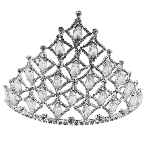 Ipetboom Braut Tiara Krone mit Haarkamm Funkelnde Kristallkrone für Hochzeit Party Abschlussball Damen Kopfschmuck Königliches Design Verarbeitung Silberfarben von Ipetboom