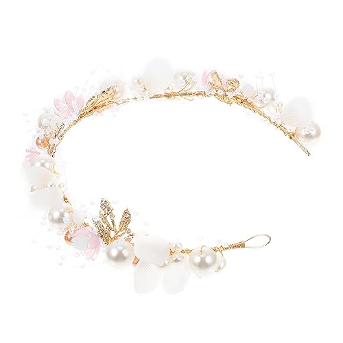 Ipetboom Braut-Tiara Perlenblumen-Stirnband Kopfschmuck für Frauen Kristall Stirnband Haargummis Golddekor exquisites Stirnbanddekor zarte Kopfbedeckungen Anmut Zubehör Haarschmuck von Ipetboom