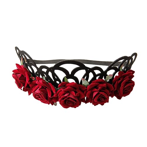 Ipetboom Brautblumen Kopfschmuck Haarbänder Stirnband Kopfschmuck Für Die Braut Brautkopfschmuck Für Die Hochzeit Braut Kopfschmuck Hochzeit Stirnband Tiara Rose Rot Krone von Ipetboom