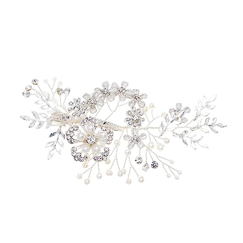 Ipetboom Strass-Kopfschmuck braut kopfbedeckung Brautschleier Clips Brautkopfschmuck für die Hochzeit Haarnadel Tiara Haarklammer Braut Haarspangen Haarschmuck für die Braut Perle Zubehör von Ipetboom