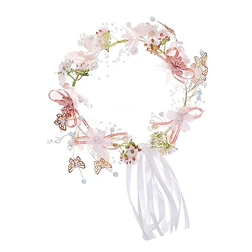 Ipetboom Brautkranz Stirnband Blumenstirnband für Frauen Blumenkranz-Stirnband hochzeitshaar schmuck wedding hair accessories Blumenmädchen-Kopfschmuck Perlenstirnband Kranz Kopfbedeckung von Ipetboom