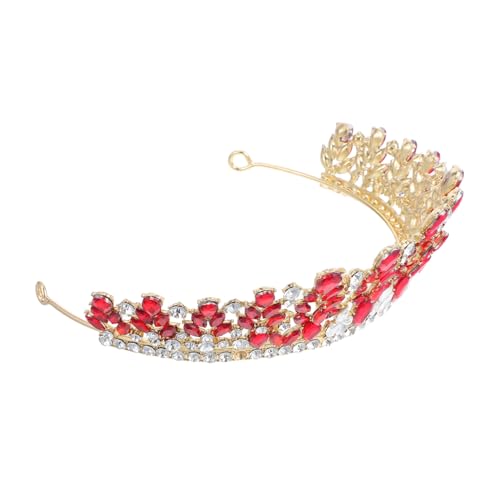 Ipetboom Brautkrone Kristallkronen Braut Haarzubehör Braut Stirnband Brautstirnband mit Strasssteinen Barockkronen für Frauen Strass Hochzeit Stirnband Prinzessin Diademe Legierung rot von Ipetboom