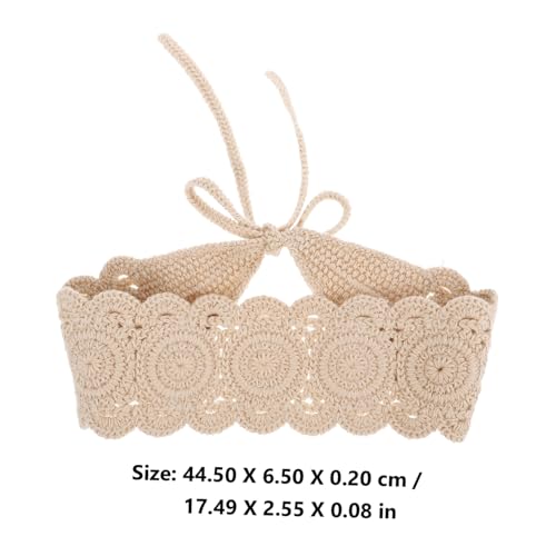 Ipetboom Breites Gehäkeltes Stirnband Damen Baumwolle Angenehm Vielseitig Verstellbar Kopftuch Haarschmuck Sommer Vintage Spitzenbandana Multifunktional Schal Gürtel von Ipetboom