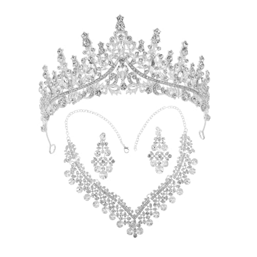 Ipetboom Bridal Jewelry Set Silber mit Strass Halskette Ohrringe Teiliges Brautschmuck Set für Hochzeit Brautjungfern und Festliche Anlässe von Ipetboom